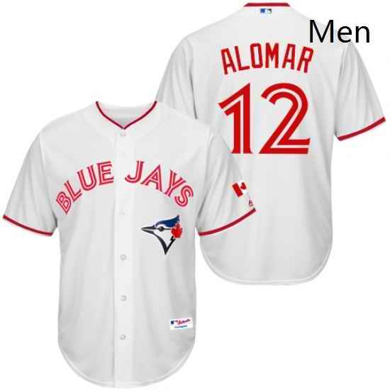 Mens Majestic Toronto Blue Jays 12 Roberto Alomar Replica White 2015 Canada Day MLB Jersey